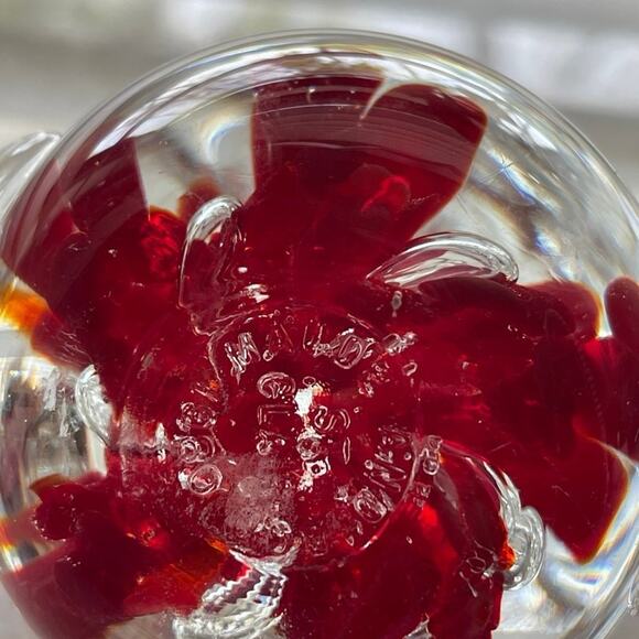 St. Clair blown glass teapot with flowers paperweight - Picture 8 of 8